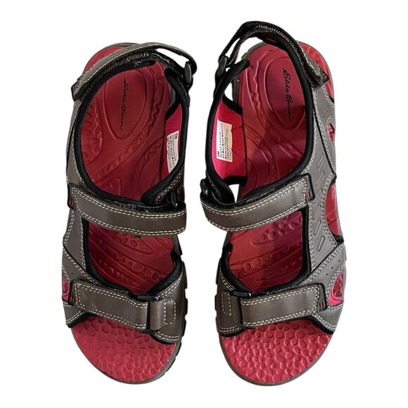 Eddie Bauer | Boys Nugget Brown Hook and Latch Strappy Sandals 6M - Picture 4 of 8